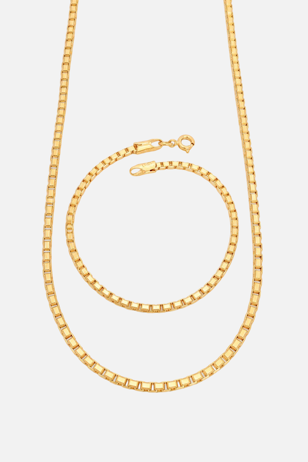 Juego Cadena + Pulsera Tejido Veneciana Gruesa