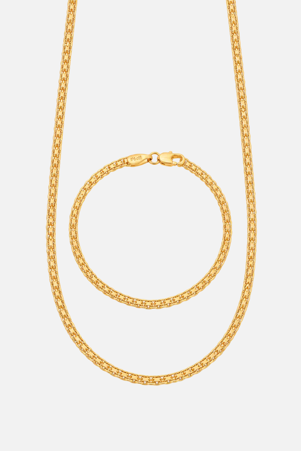 Juego Cadena + Pulsera Tejido Chino Gruesa