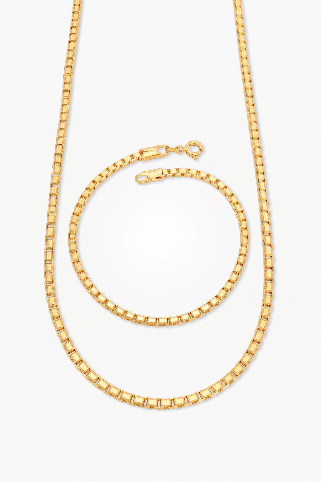 Juego Cadena + Pulsera Tejido Veneciana Gruesa