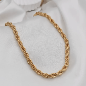 PULSERA EN ORO LAMINADO TEJIDO LAZO 20CM